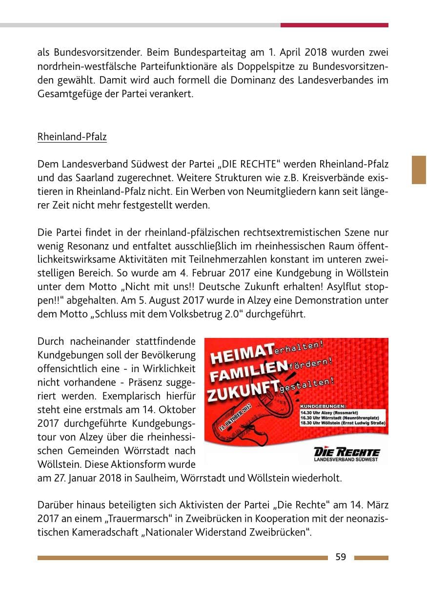 Seite 59 des Verfassungsschutzbericht 2017 Rheinland-Pfalz
