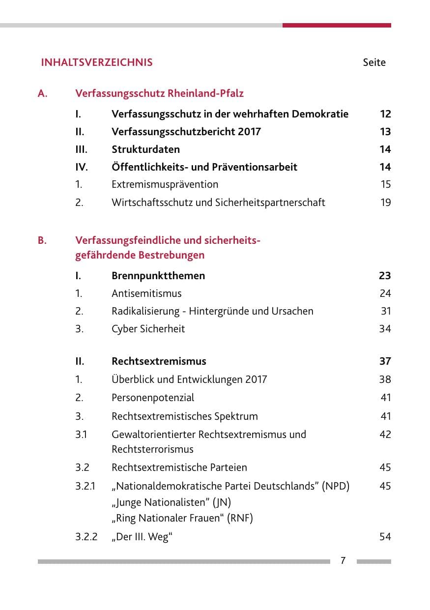 Seite 7 des Verfassungsschutzbericht 2017 Rheinland-Pfalz