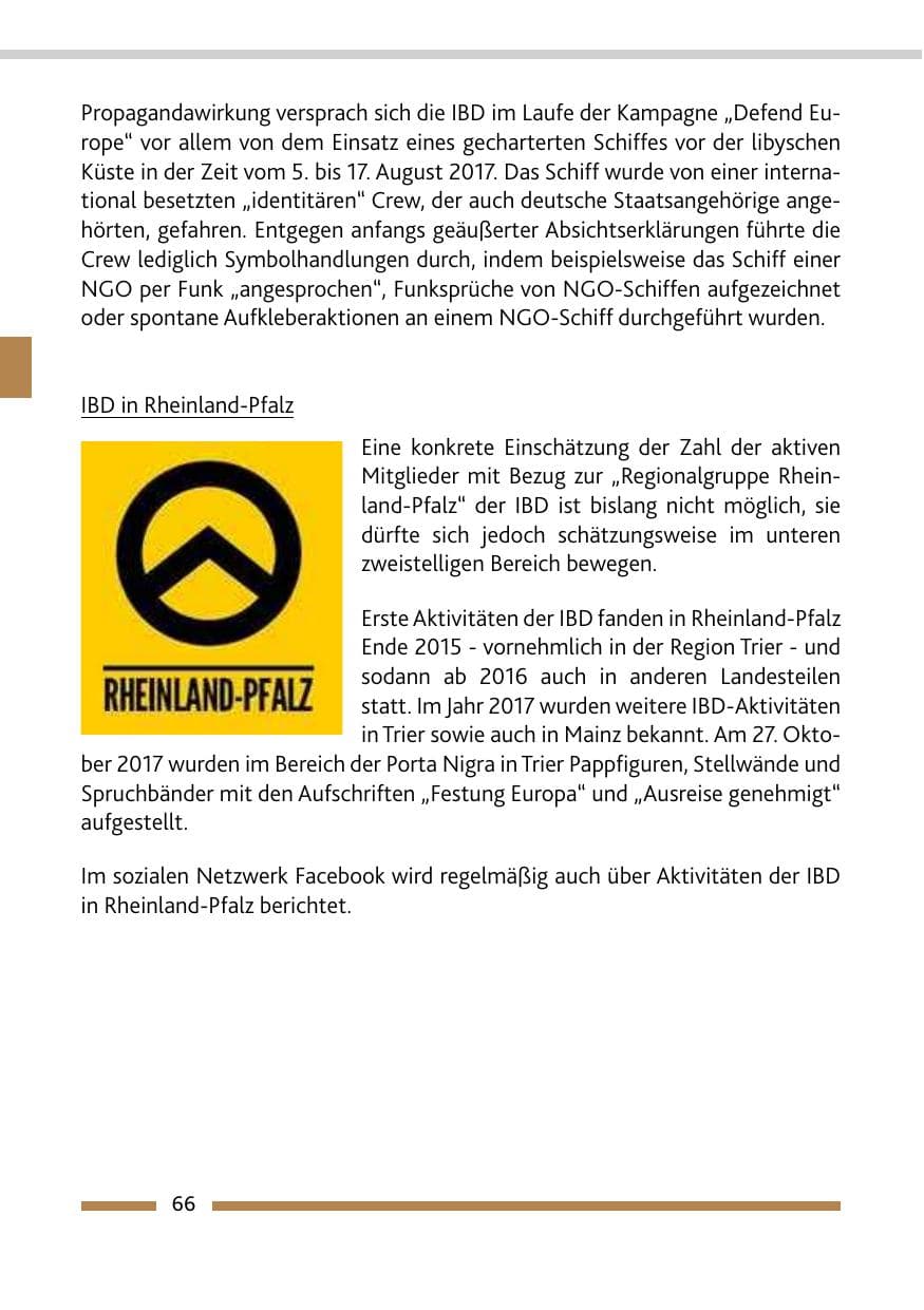 Seite 66 des Verfassungsschutzbericht 2017 Rheinland-Pfalz