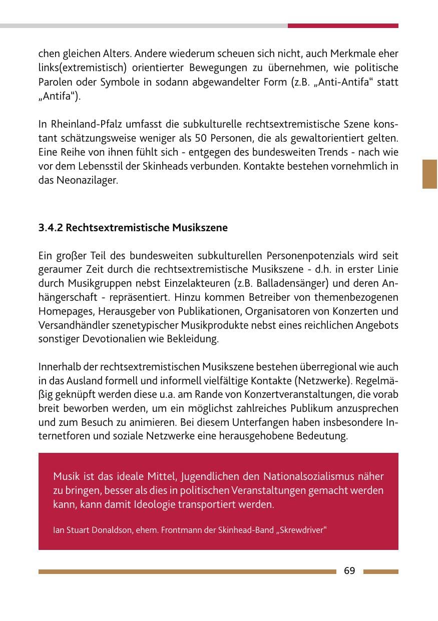Seite 69 des Verfassungsschutzbericht 2017 Rheinland-Pfalz