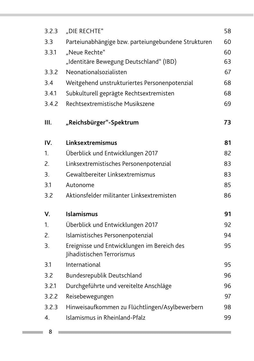 Seite 8 des Verfassungsschutzbericht 2017 Rheinland-Pfalz