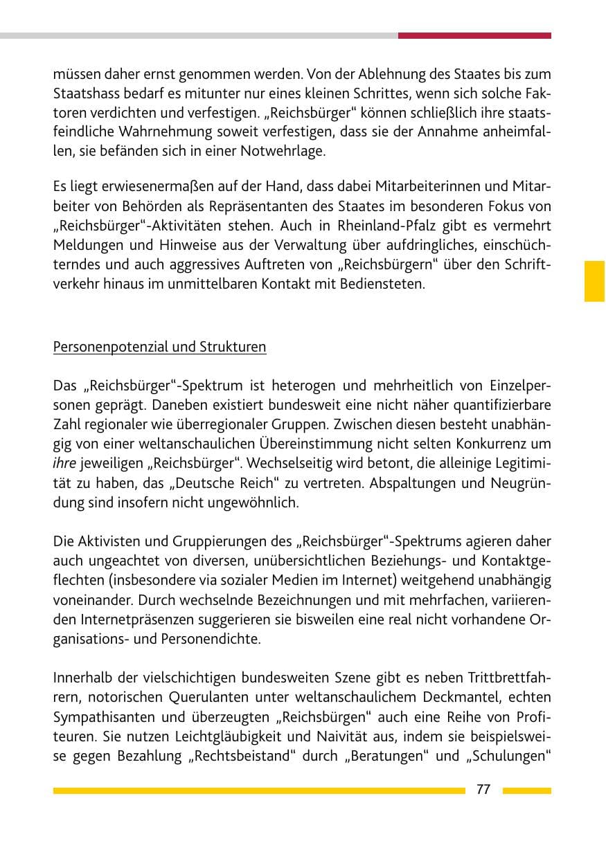 Seite 77 des Verfassungsschutzbericht 2017 Rheinland-Pfalz