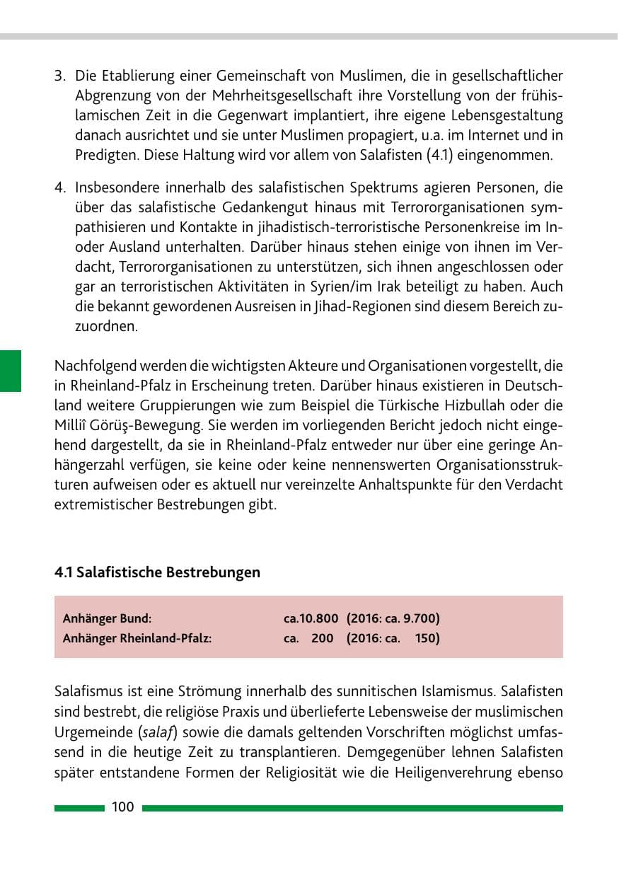 Seite 100 des Verfassungsschutzbericht 2017 Rheinland-Pfalz