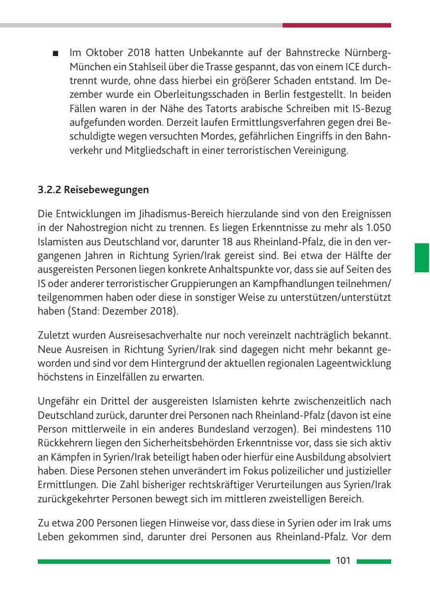 Seite 102 des Verfassungsschutzbericht 2018 Rheinland-Pfalz