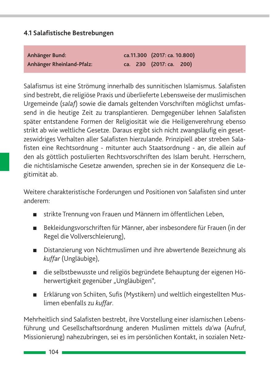 Seite 105 des Verfassungsschutzbericht 2018 Rheinland-Pfalz
