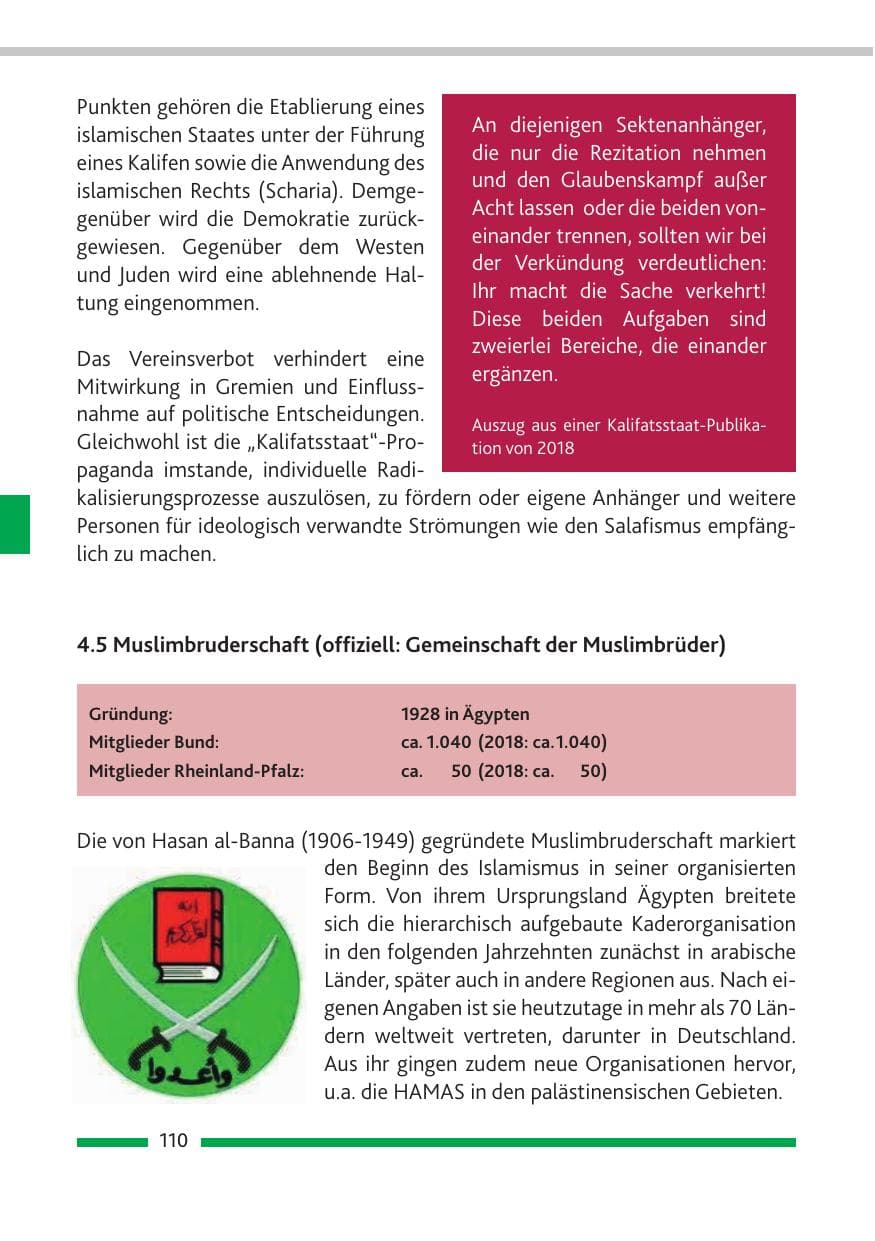 Seite 111 des Verfassungsschutzbericht 2018 Rheinland-Pfalz
