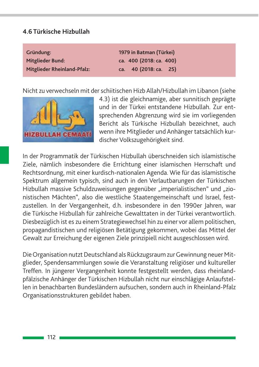 Seite 113 des Verfassungsschutzbericht 2018 Rheinland-Pfalz