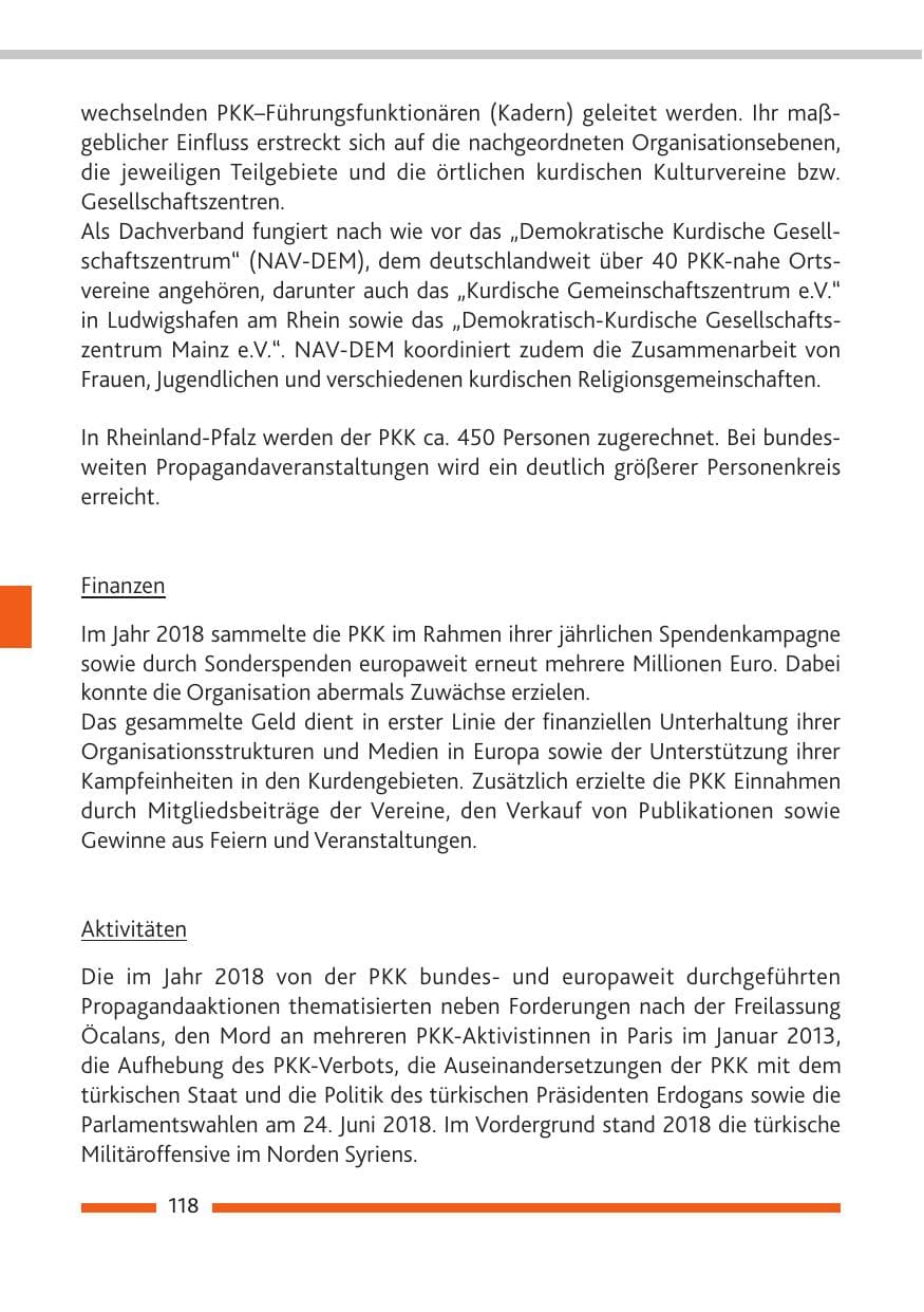 Seite 119 des Verfassungsschutzbericht 2018 Rheinland-Pfalz
