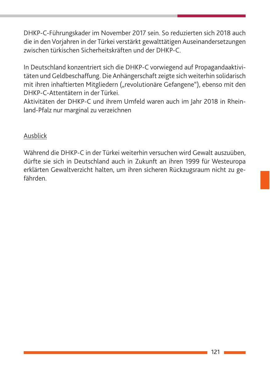 Seite 122 des Verfassungsschutzbericht 2018 Rheinland-Pfalz