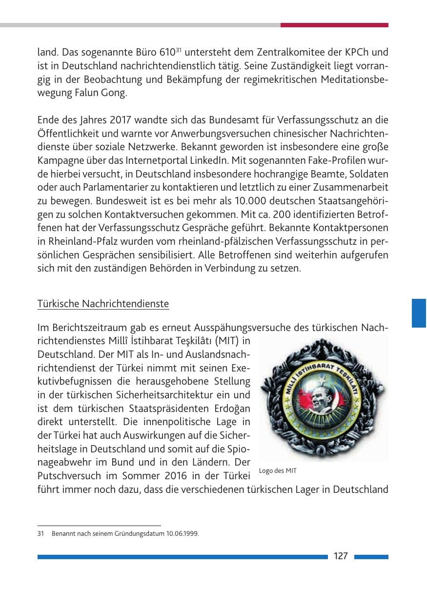 Seite 128 des Verfassungsschutzbericht 2018 Rheinland-Pfalz