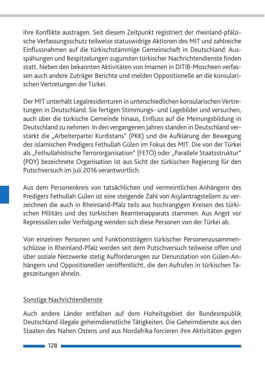 Seite 129 des Verfassungsschutzbericht 2018 Rheinland-Pfalz