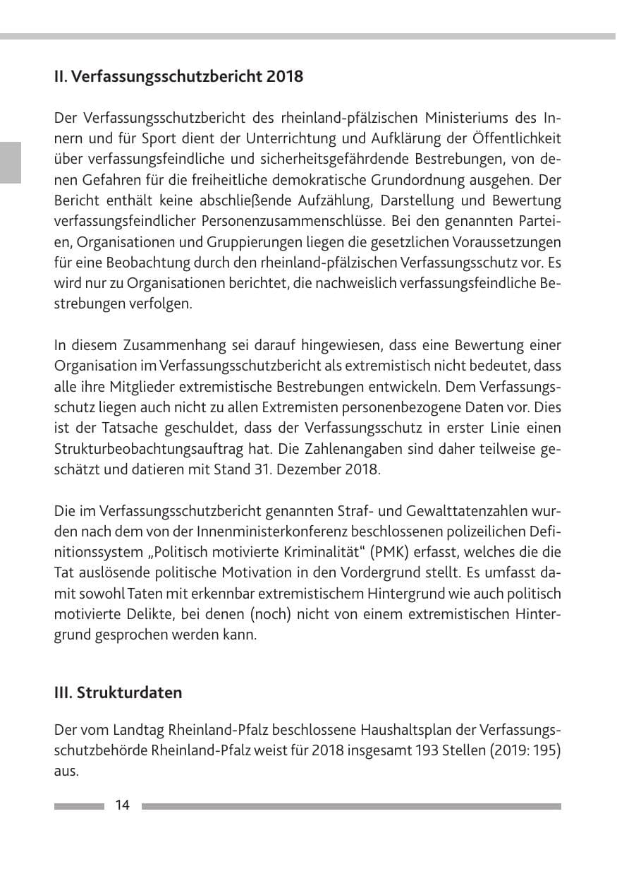 Seite 15 des Verfassungsschutzbericht 2018 Rheinland-Pfalz