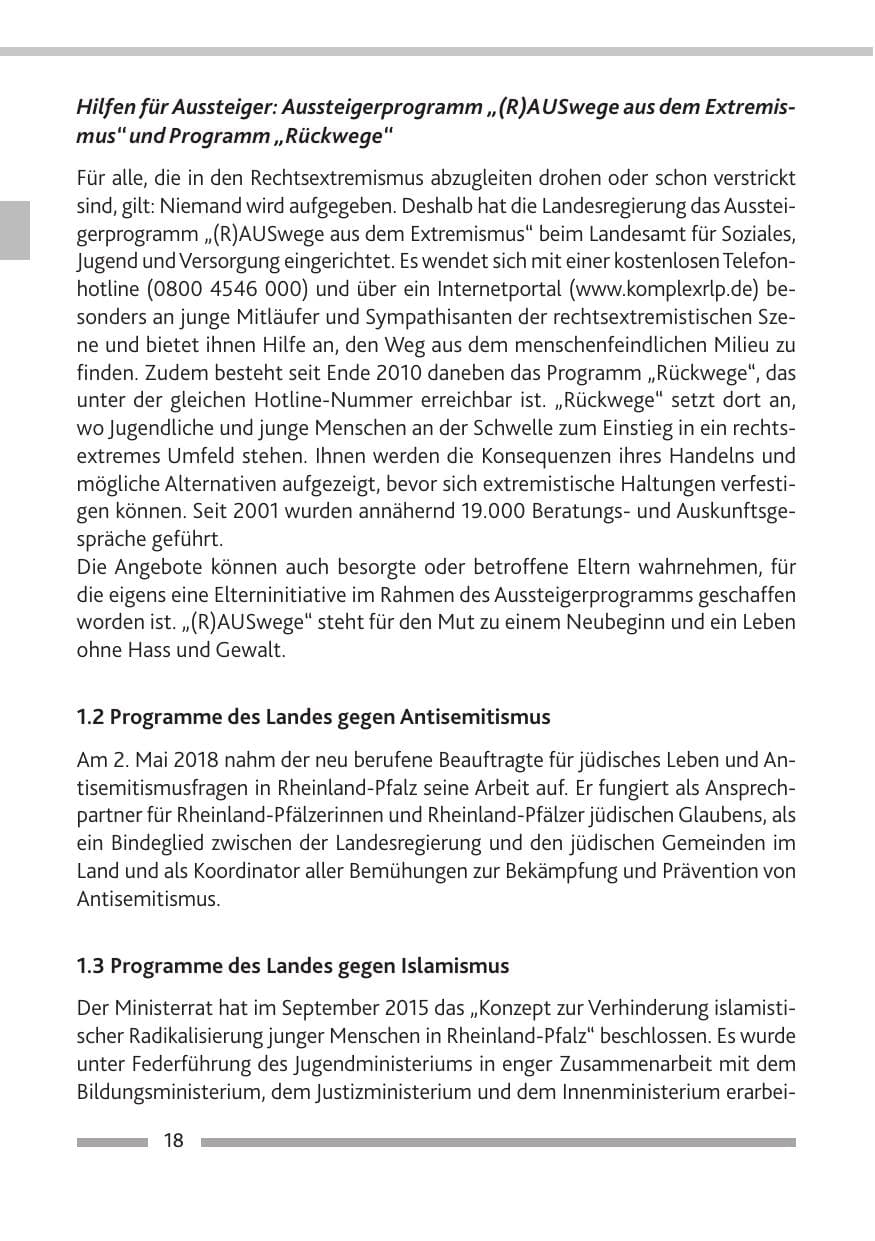 Seite 19 des Verfassungsschutzbericht 2018 Rheinland-Pfalz