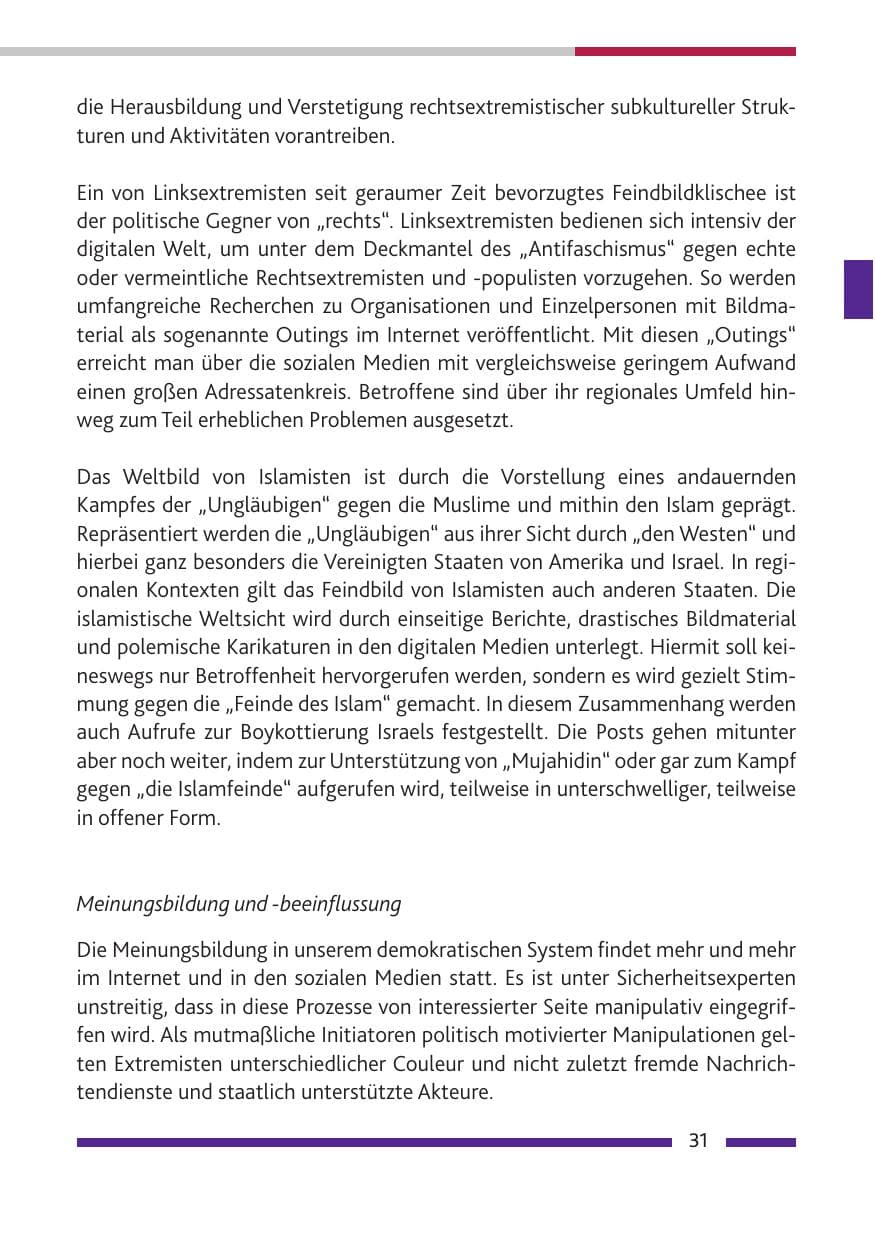 Seite 32 des Verfassungsschutzbericht 2018 Rheinland-Pfalz
