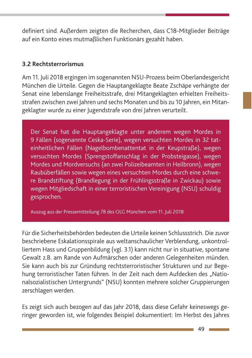 Seite 50 des Verfassungsschutzbericht 2018 Rheinland-Pfalz
