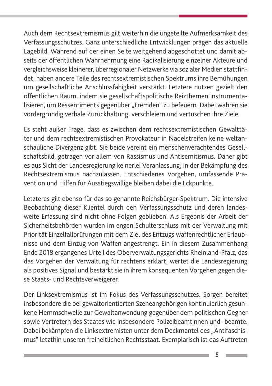 Seite 6 des Verfassungsschutzbericht 2018 Rheinland-Pfalz