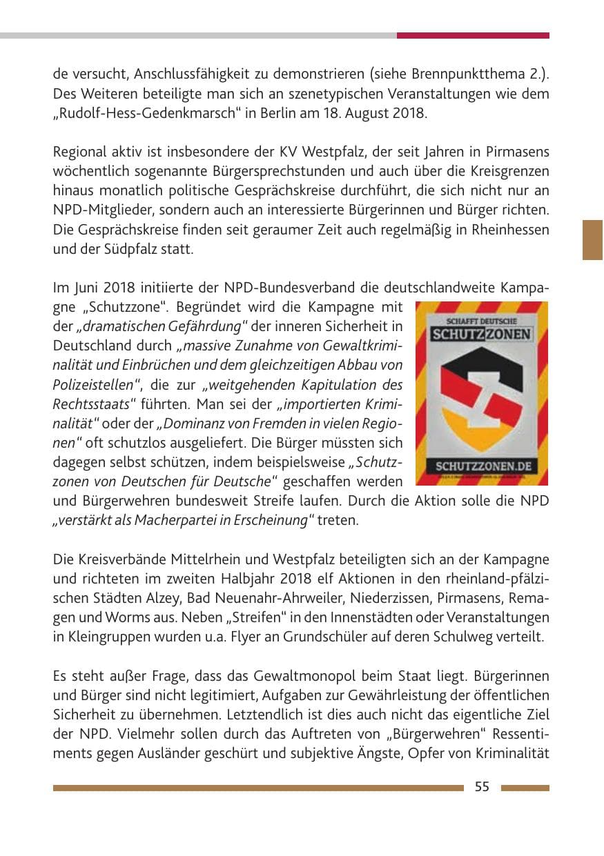 Seite 56 des Verfassungsschutzbericht 2018 Rheinland-Pfalz