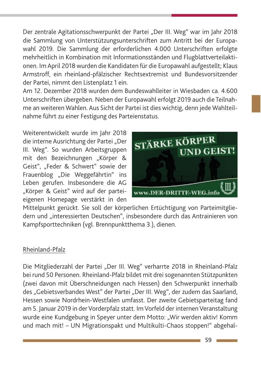 Seite 60 des Verfassungsschutzbericht 2018 Rheinland-Pfalz