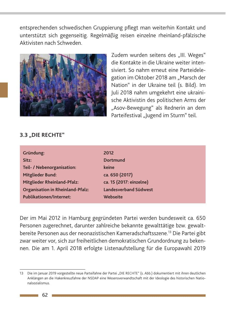 Seite 63 des Verfassungsschutzbericht 2018 Rheinland-Pfalz