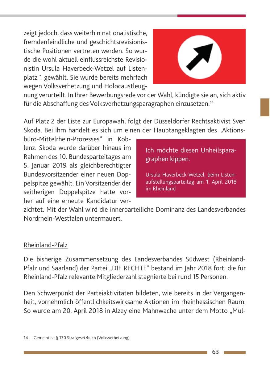 Seite 64 des Verfassungsschutzbericht 2018 Rheinland-Pfalz