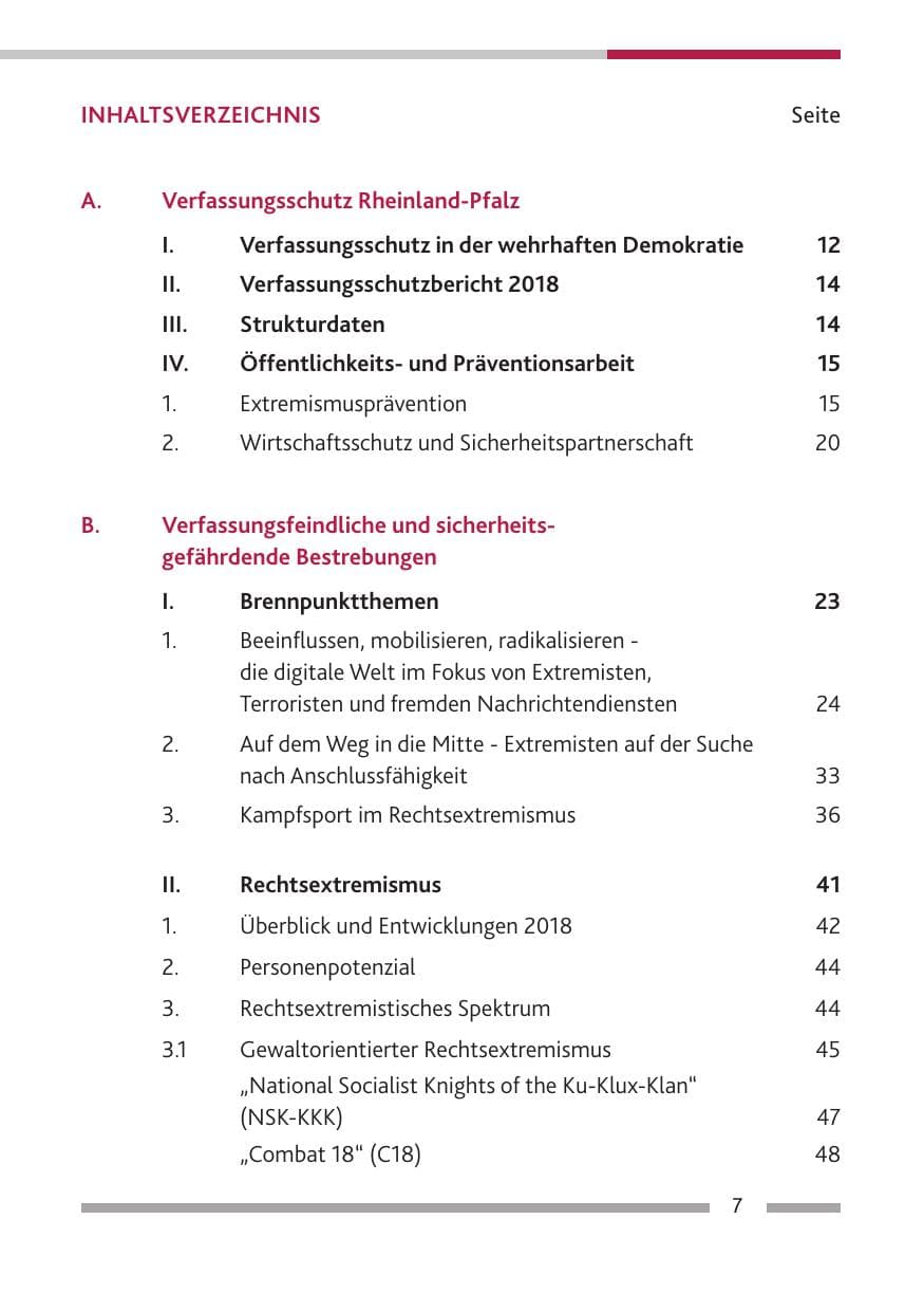 Seite 8 des Verfassungsschutzbericht 2018 Rheinland-Pfalz