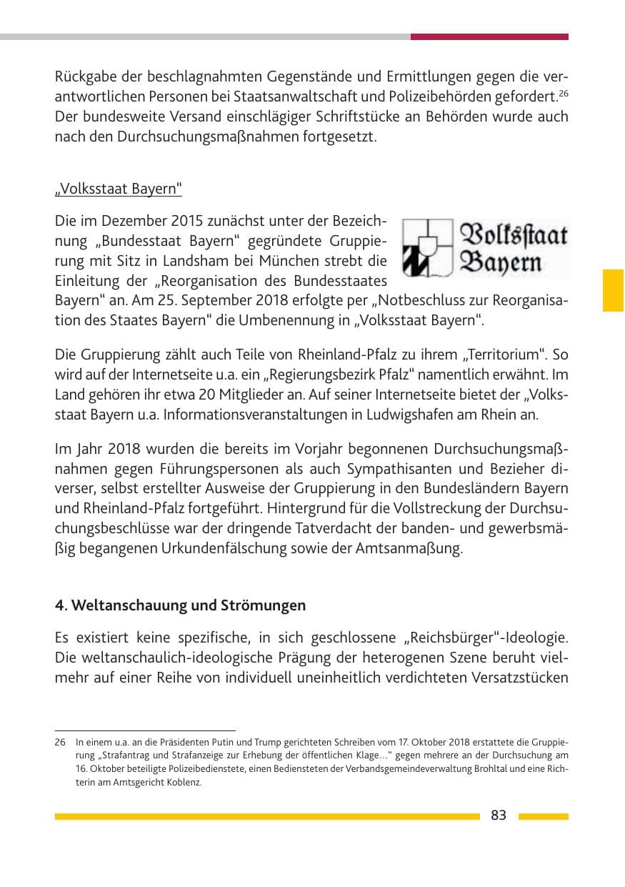 Seite 84 des Verfassungsschutzbericht 2018 Rheinland-Pfalz