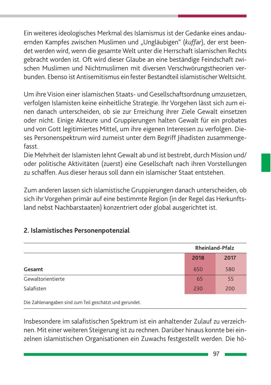 Seite 98 des Verfassungsschutzbericht 2018 Rheinland-Pfalz