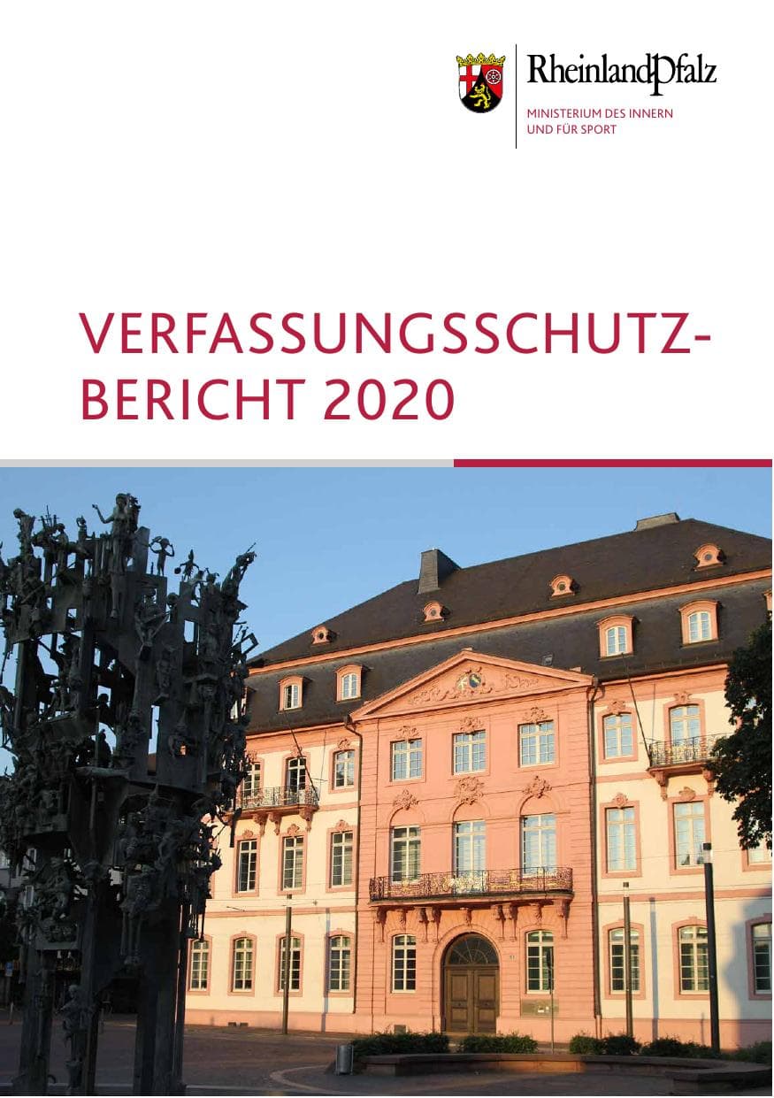 Seite 1 des Verfassungsschutzbericht 2020 Rheinland-Pfalz