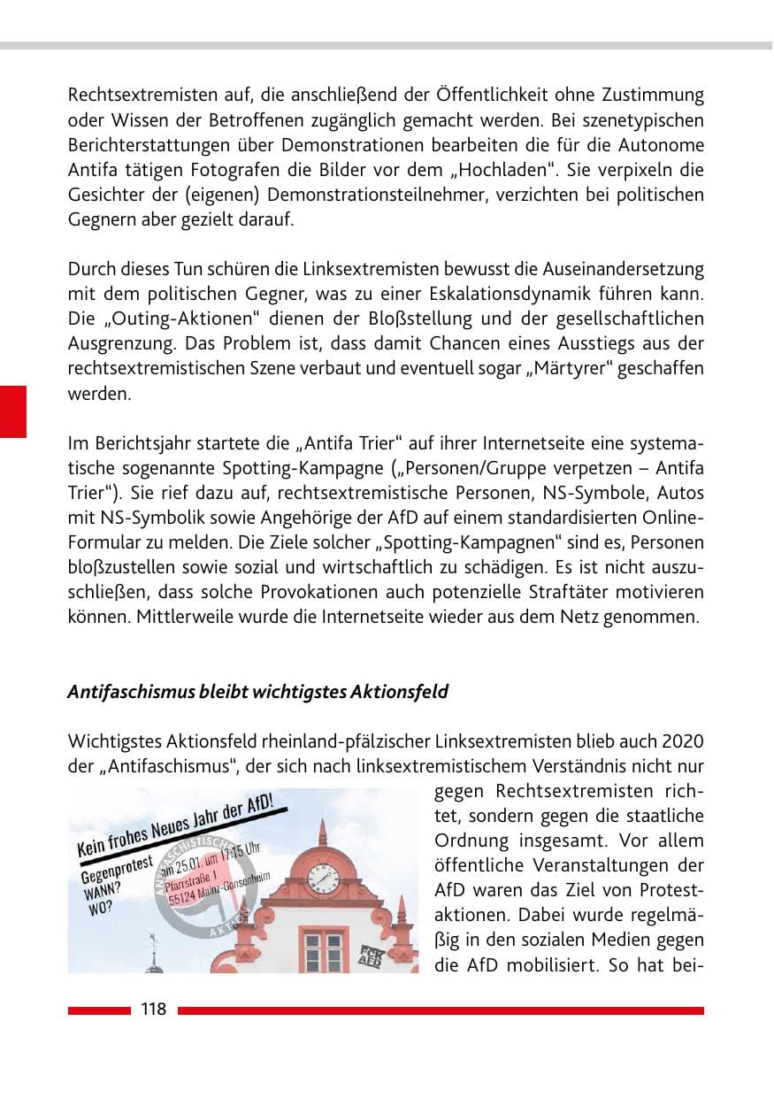 Seite 120 des Verfassungsschutzbericht 2020 Rheinland-Pfalz
