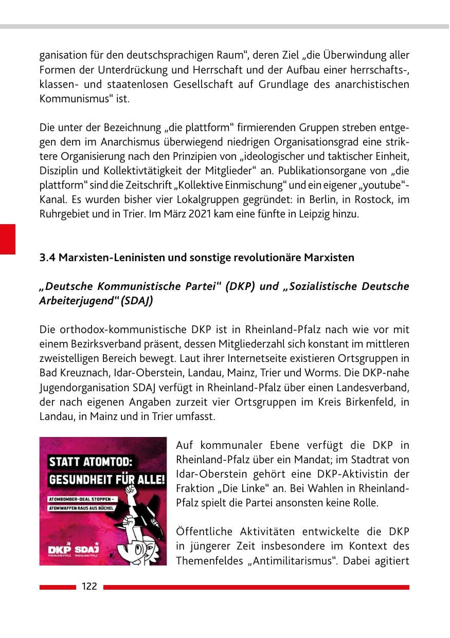 Seite 124 des Verfassungsschutzbericht 2020 Rheinland-Pfalz