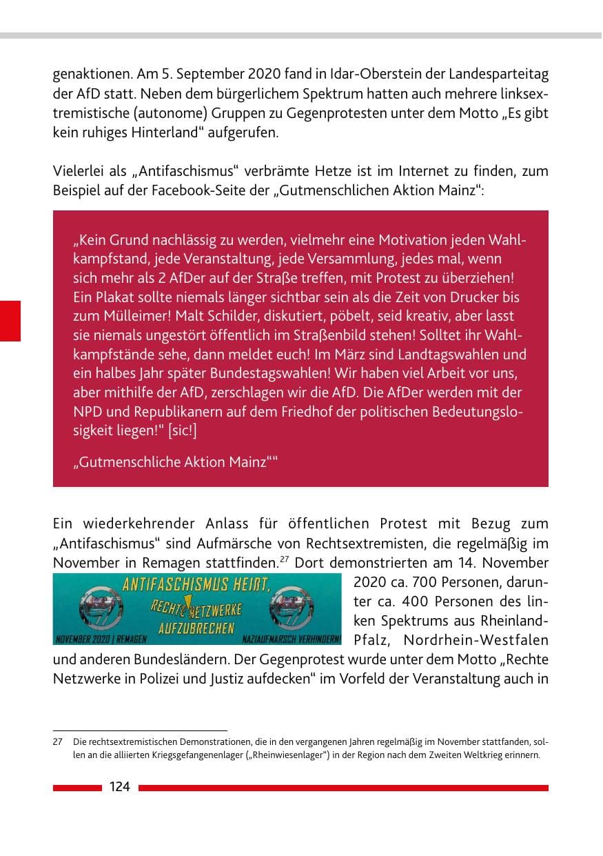 Seite 126 des Verfassungsschutzbericht 2020 Rheinland-Pfalz