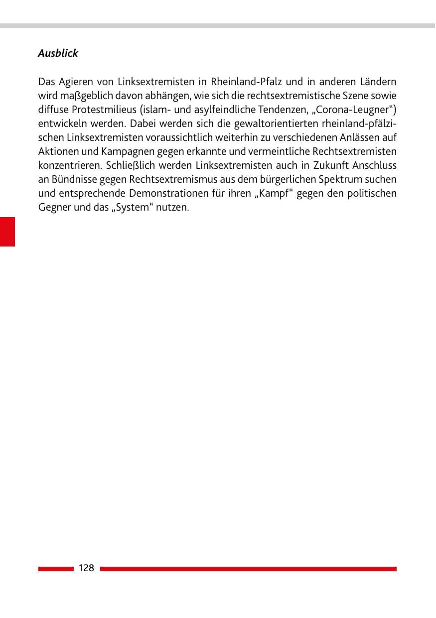 Seite 130 des Verfassungsschutzbericht 2020 Rheinland-Pfalz