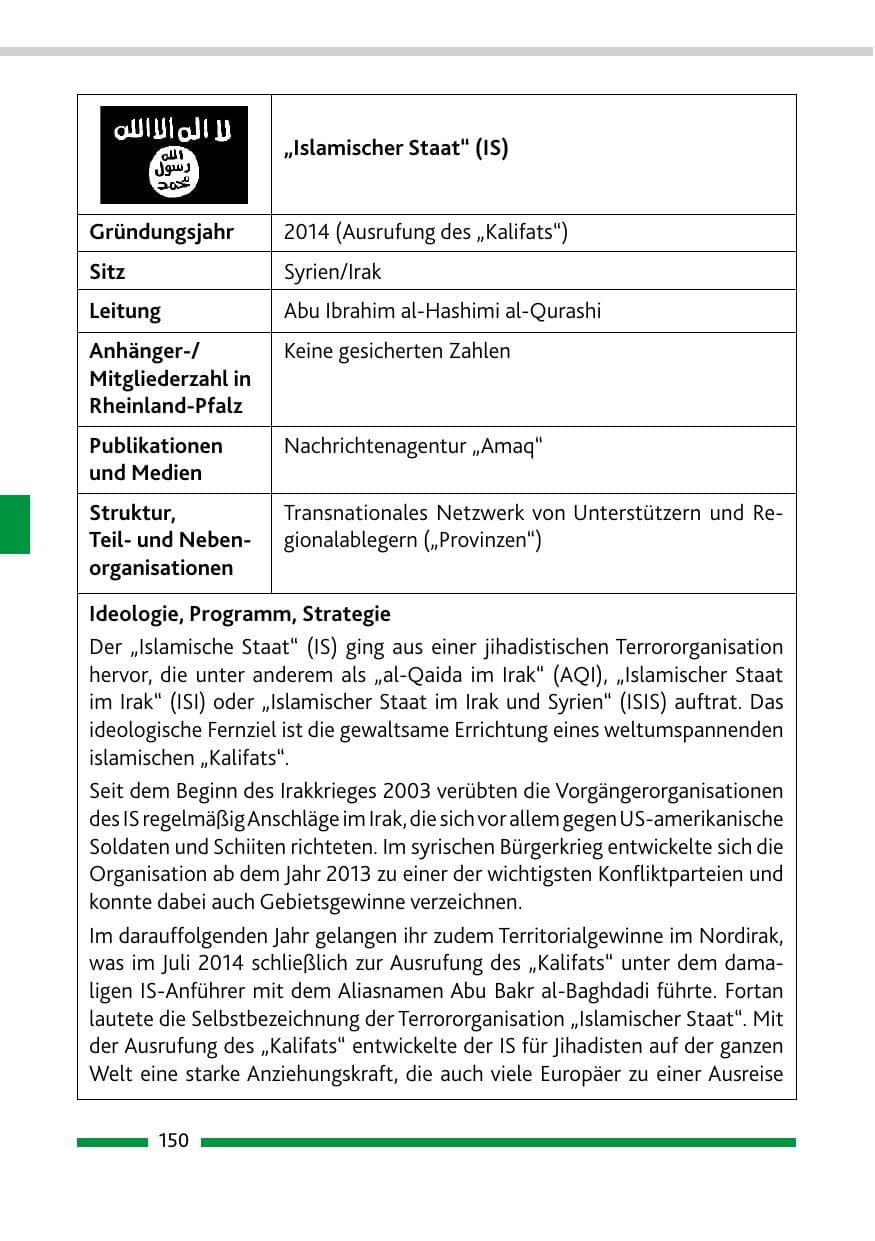 Seite 152 des Verfassungsschutzbericht 2020 Rheinland-Pfalz