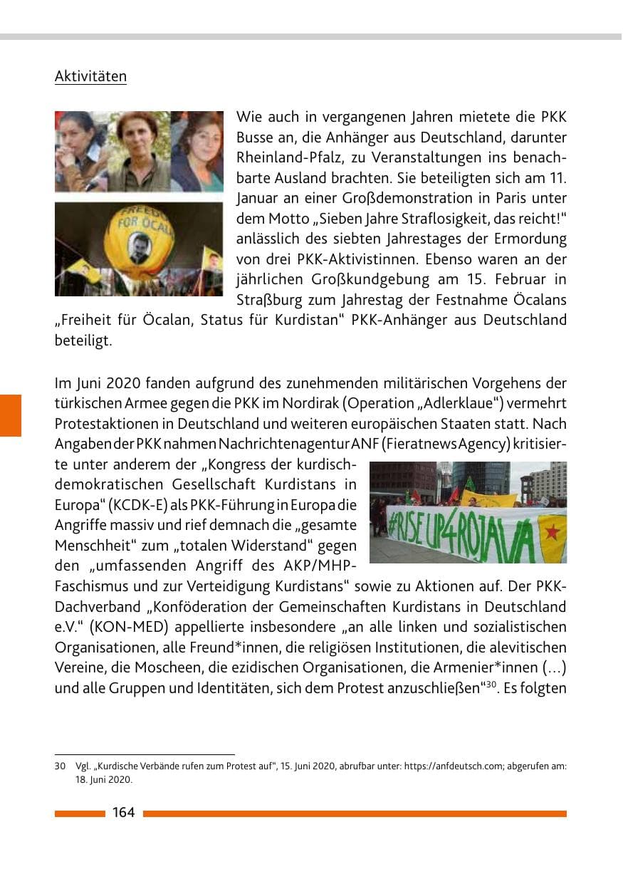Seite 166 des Verfassungsschutzbericht 2020 Rheinland-Pfalz