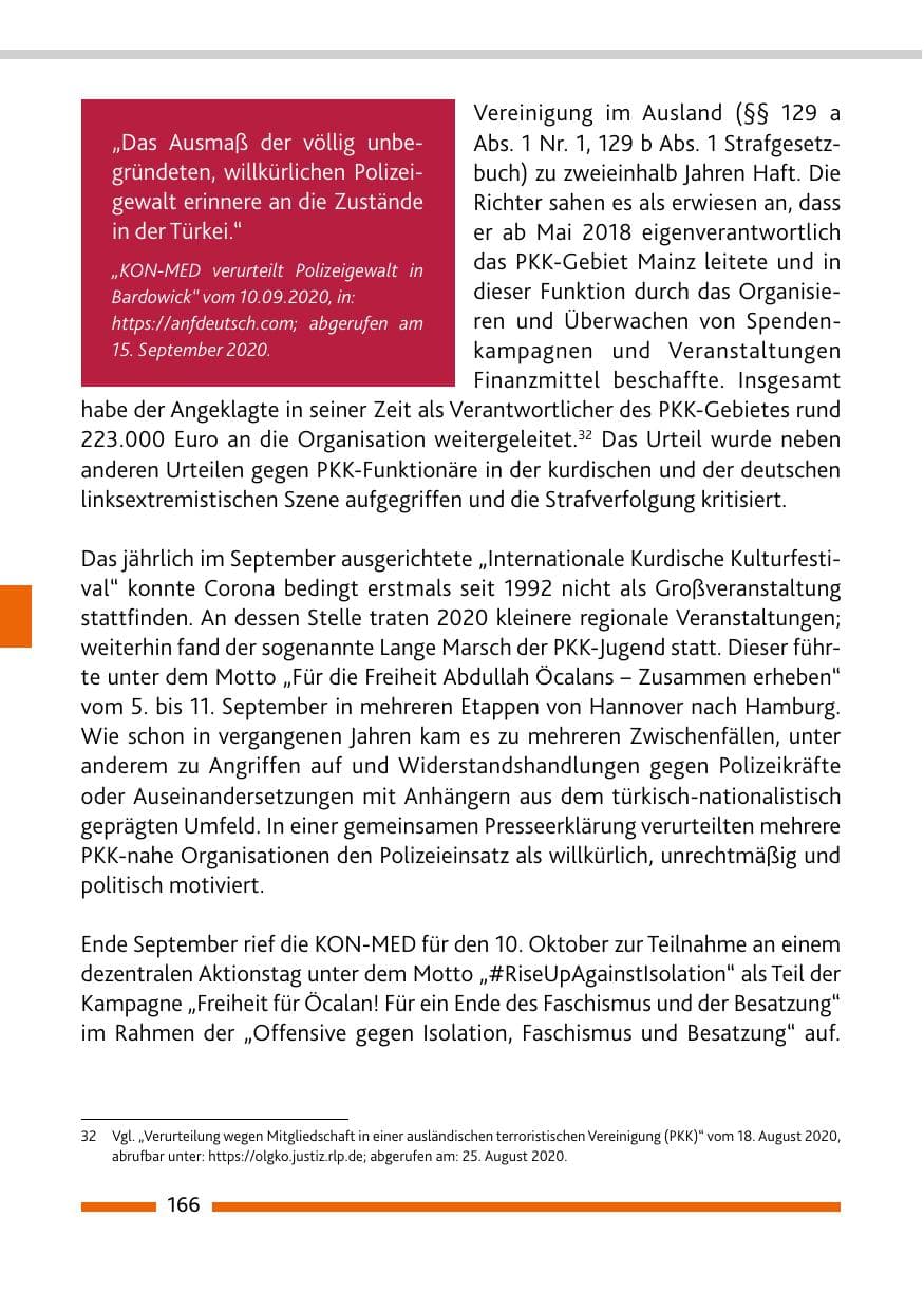 Seite 168 des Verfassungsschutzbericht 2020 Rheinland-Pfalz