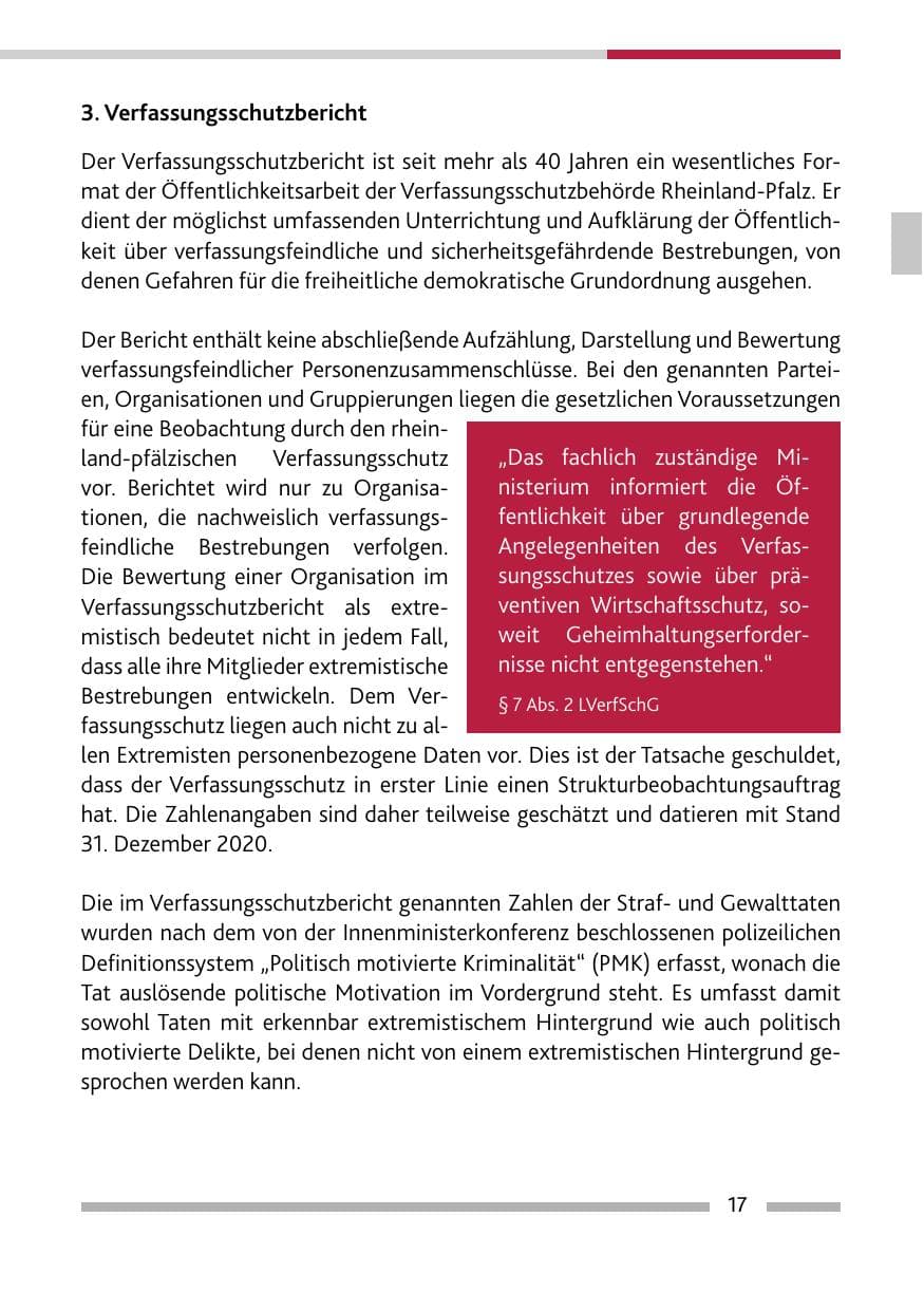 Seite 19 des Verfassungsschutzbericht 2020 Rheinland-Pfalz