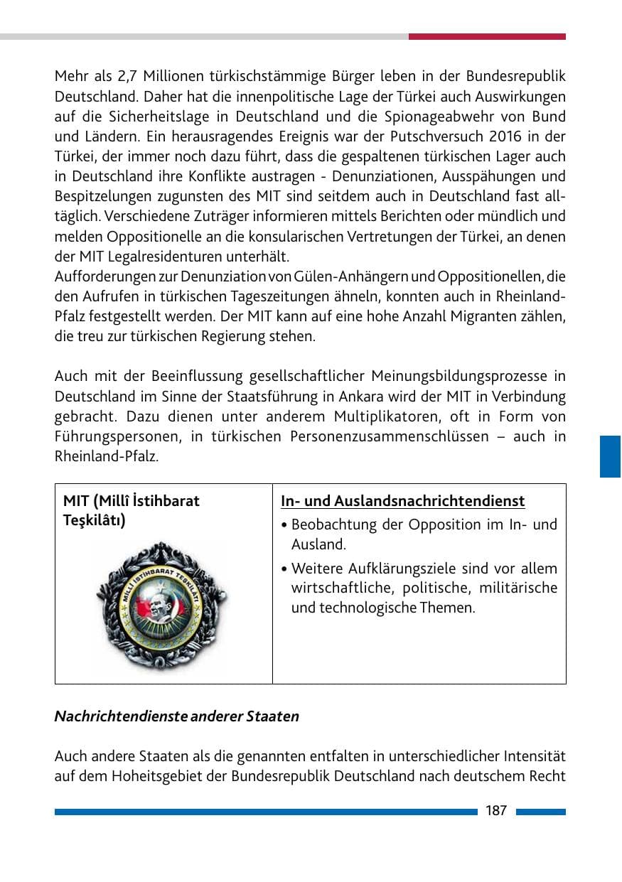 Seite 189 des Verfassungsschutzbericht 2020 Rheinland-Pfalz