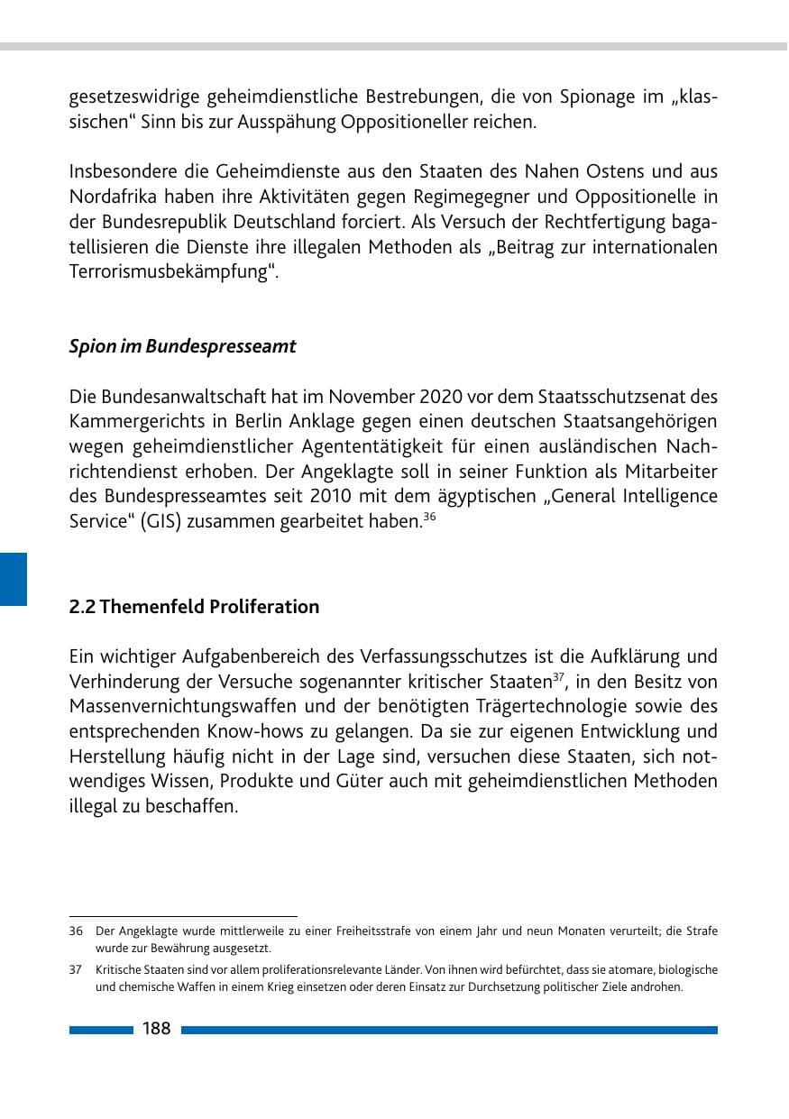 Seite 190 des Verfassungsschutzbericht 2020 Rheinland-Pfalz