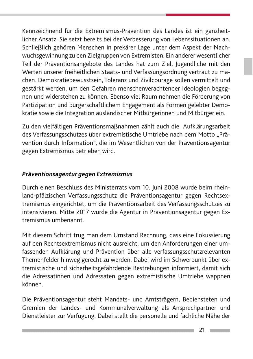 Seite 23 des Verfassungsschutzbericht 2020 Rheinland-Pfalz