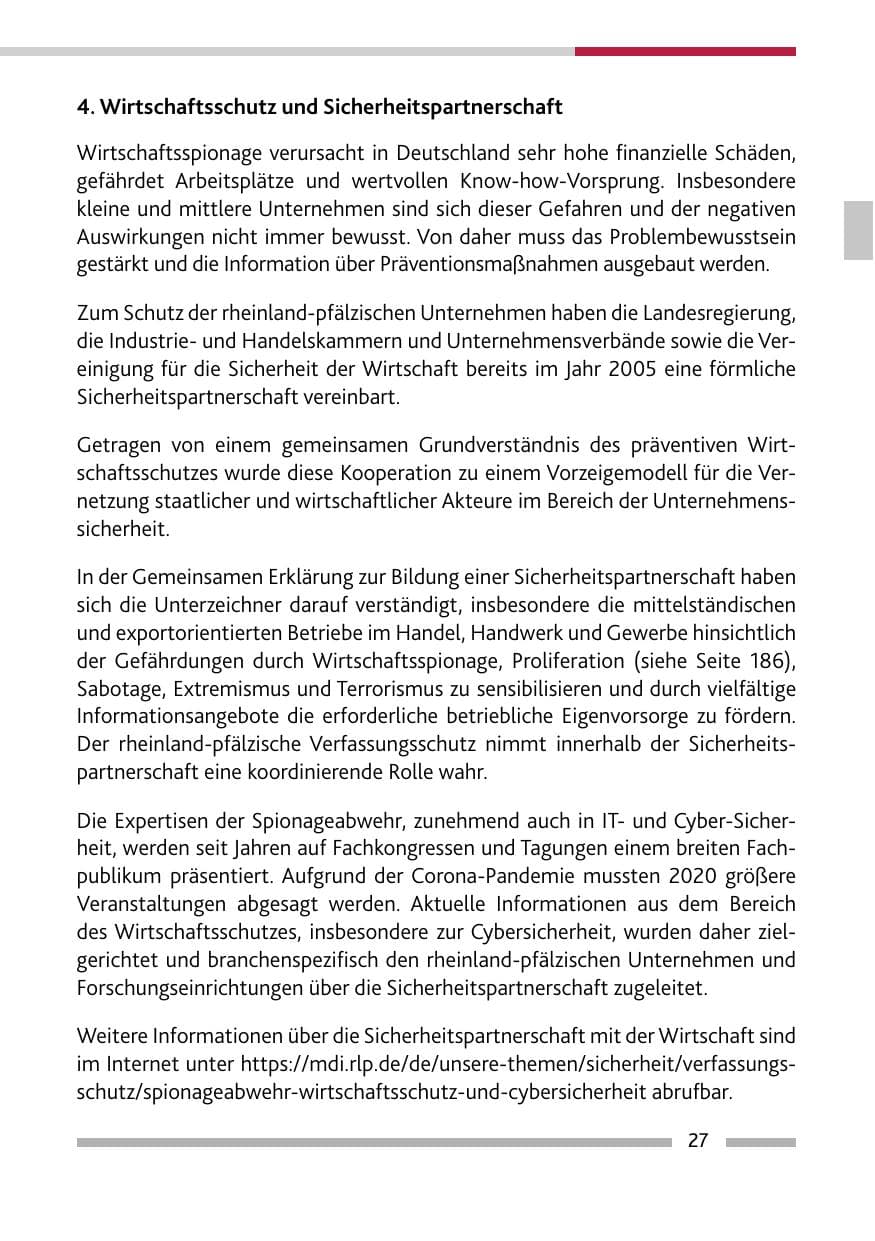 Seite 29 des Verfassungsschutzbericht 2020 Rheinland-Pfalz