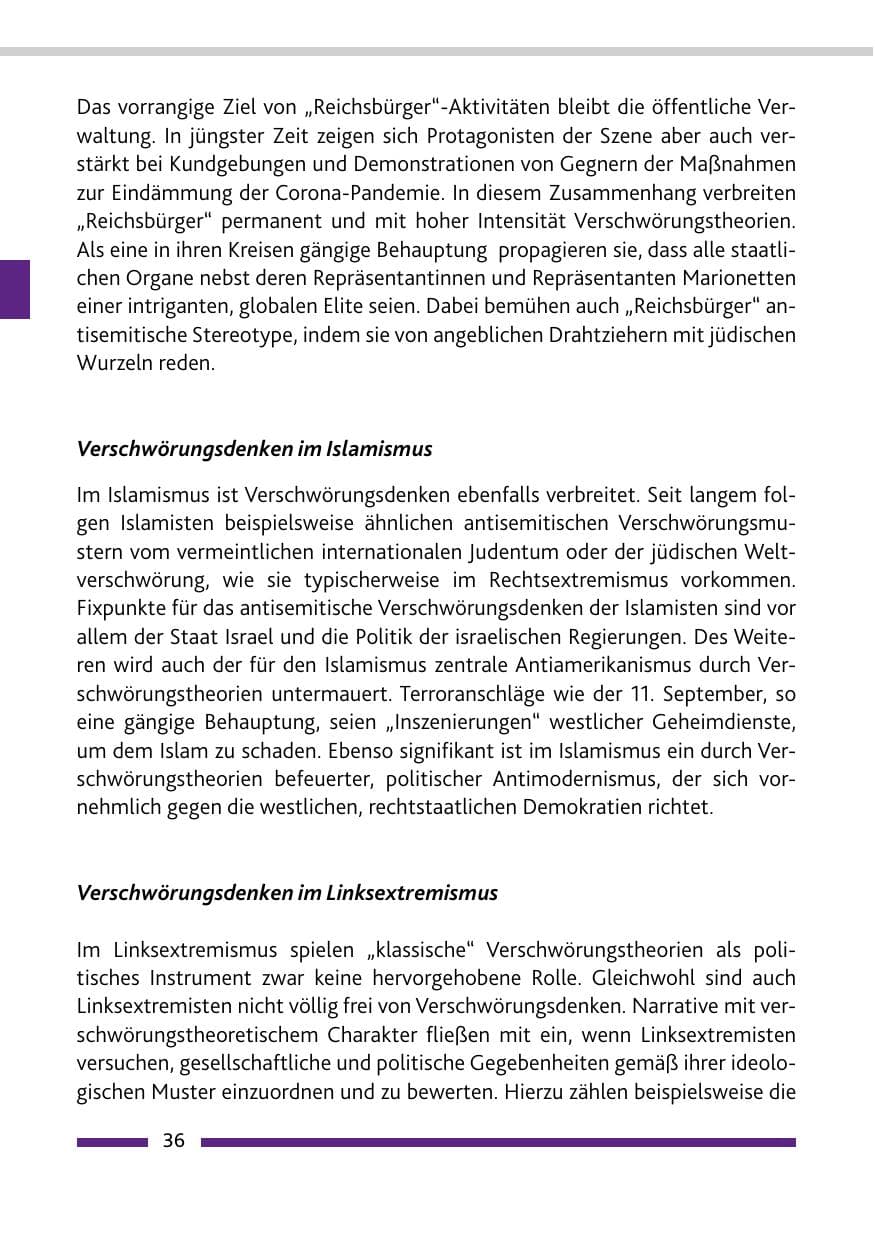 Seite 38 des Verfassungsschutzbericht 2020 Rheinland-Pfalz
