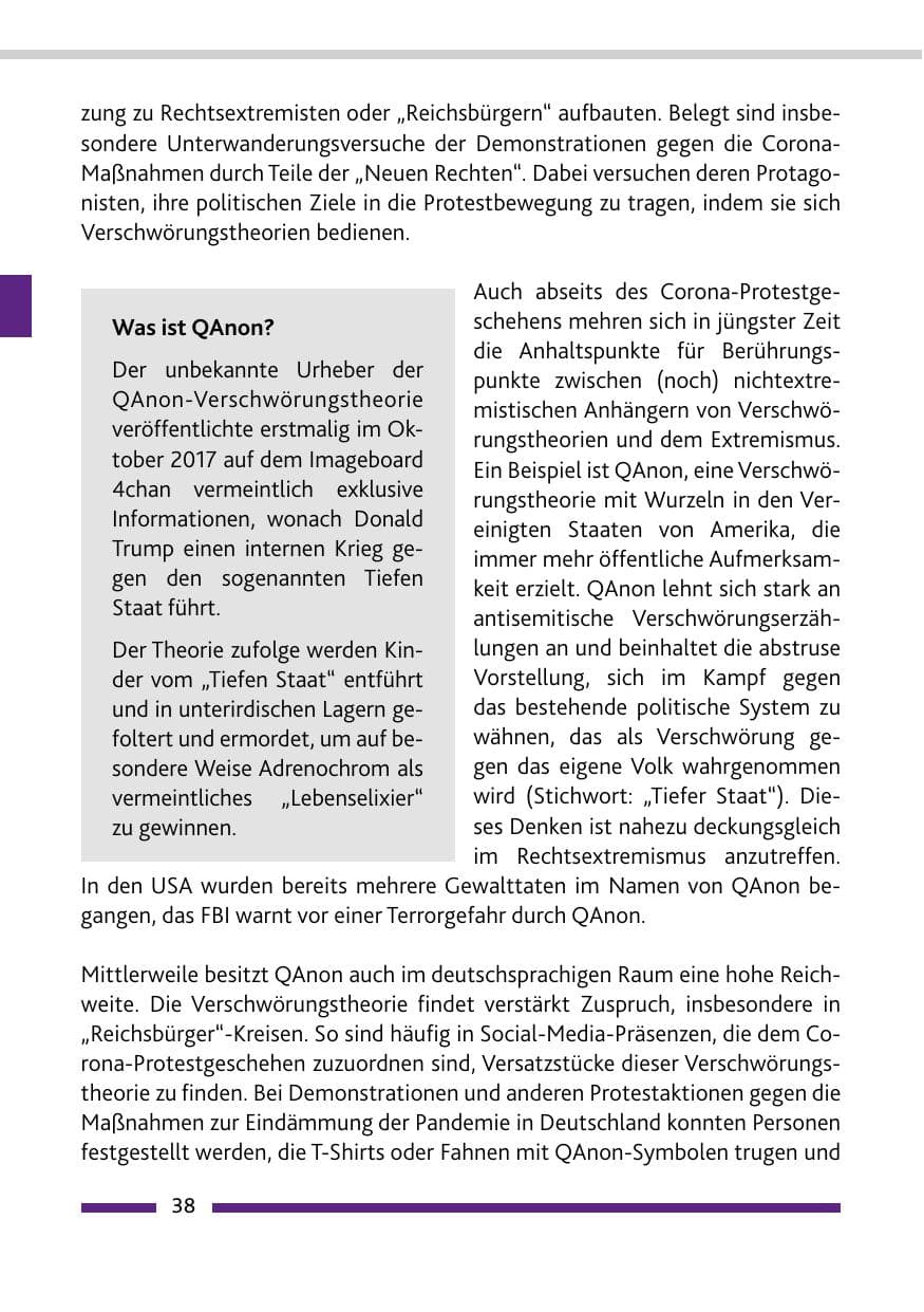 Seite 40 des Verfassungsschutzbericht 2020 Rheinland-Pfalz