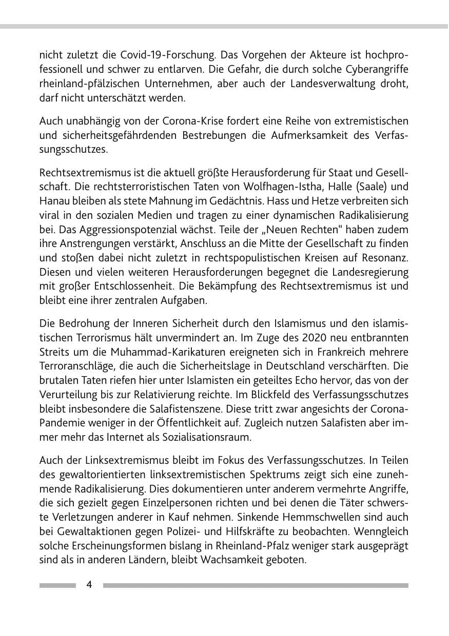 Seite 6 des Verfassungsschutzbericht 2020 Rheinland-Pfalz