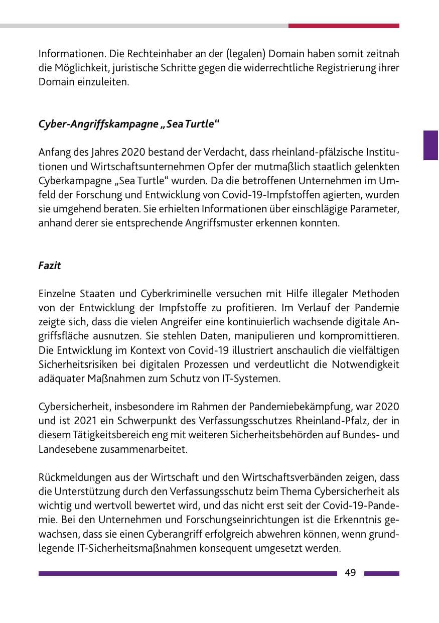 Seite 51 des Verfassungsschutzbericht 2020 Rheinland-Pfalz