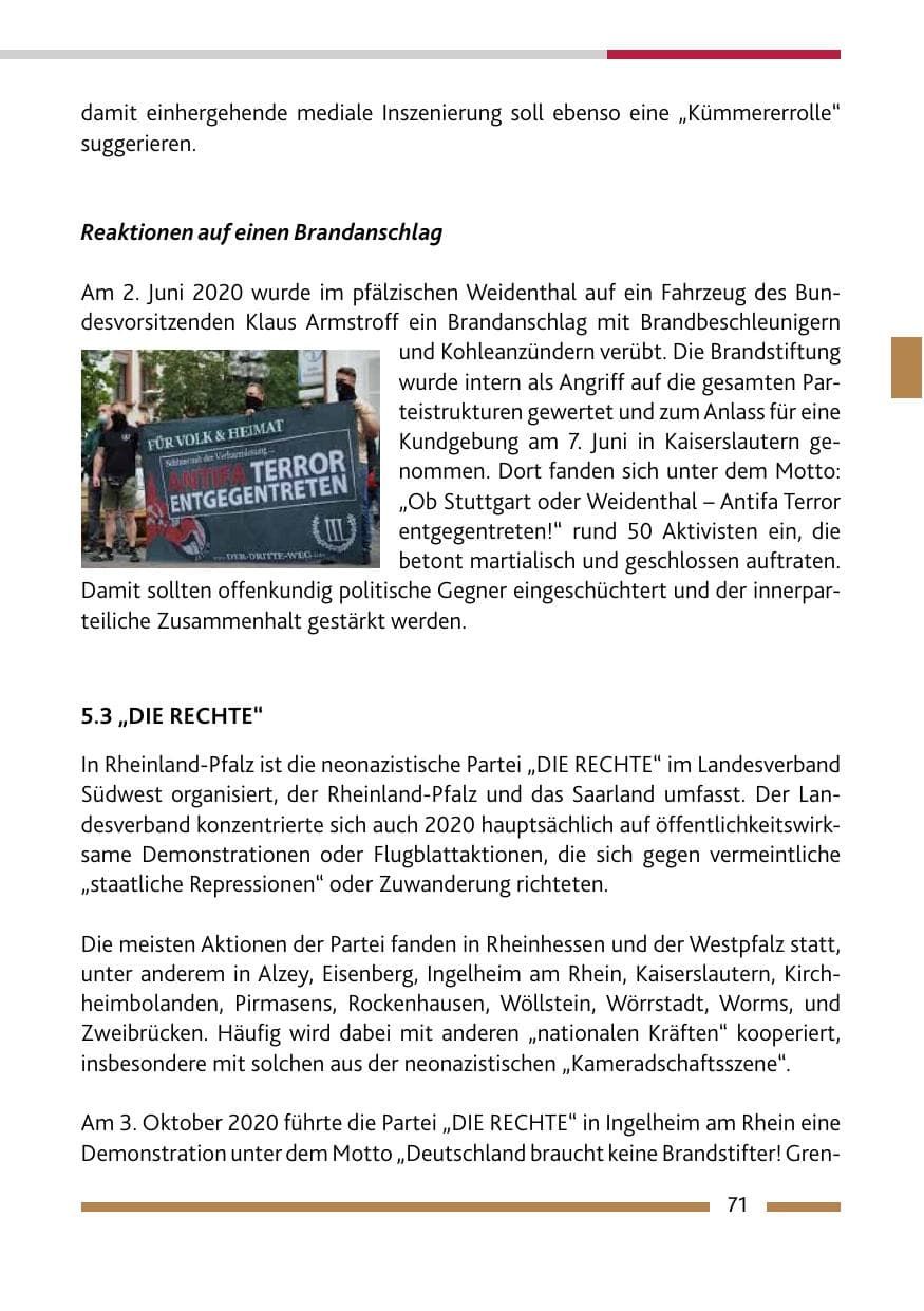 Seite 73 des Verfassungsschutzbericht 2020 Rheinland-Pfalz
