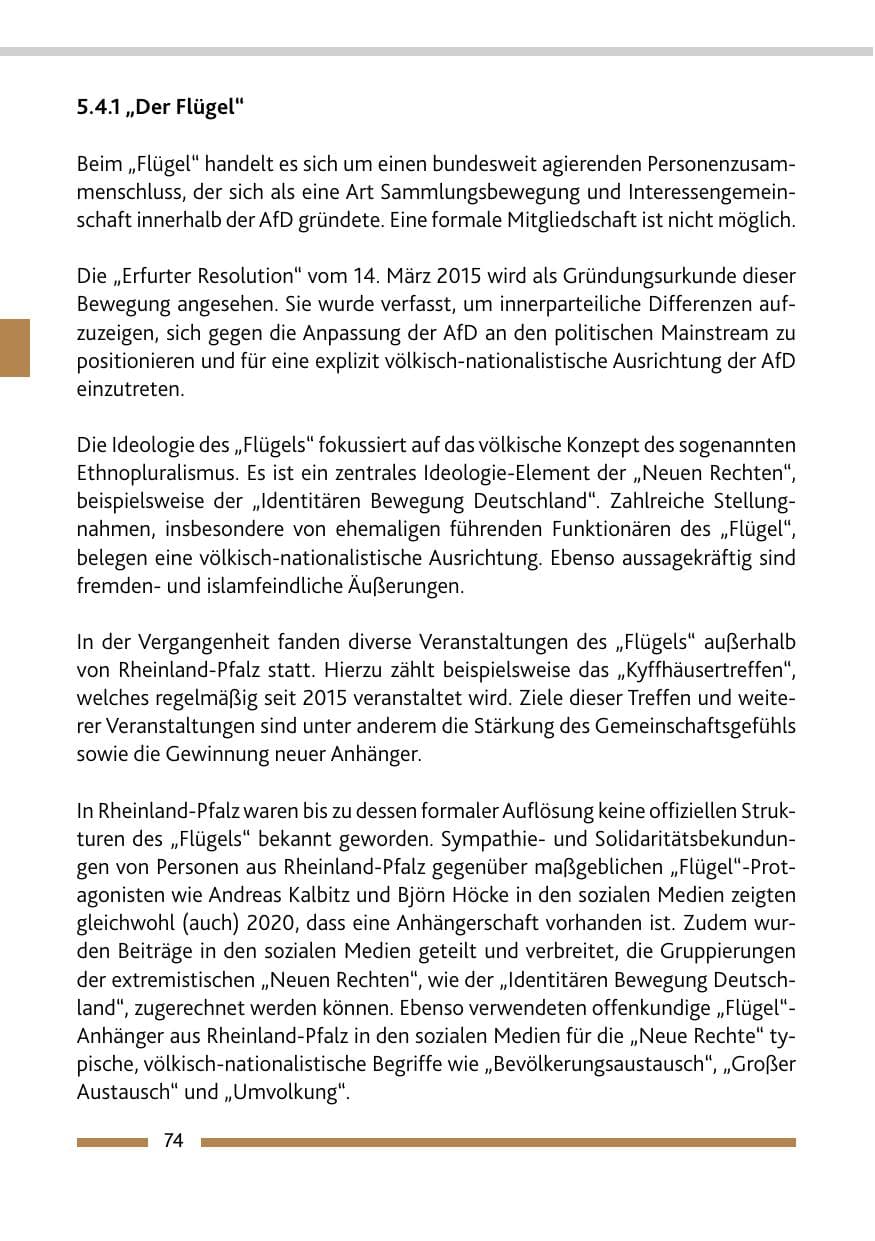 Seite 76 des Verfassungsschutzbericht 2020 Rheinland-Pfalz