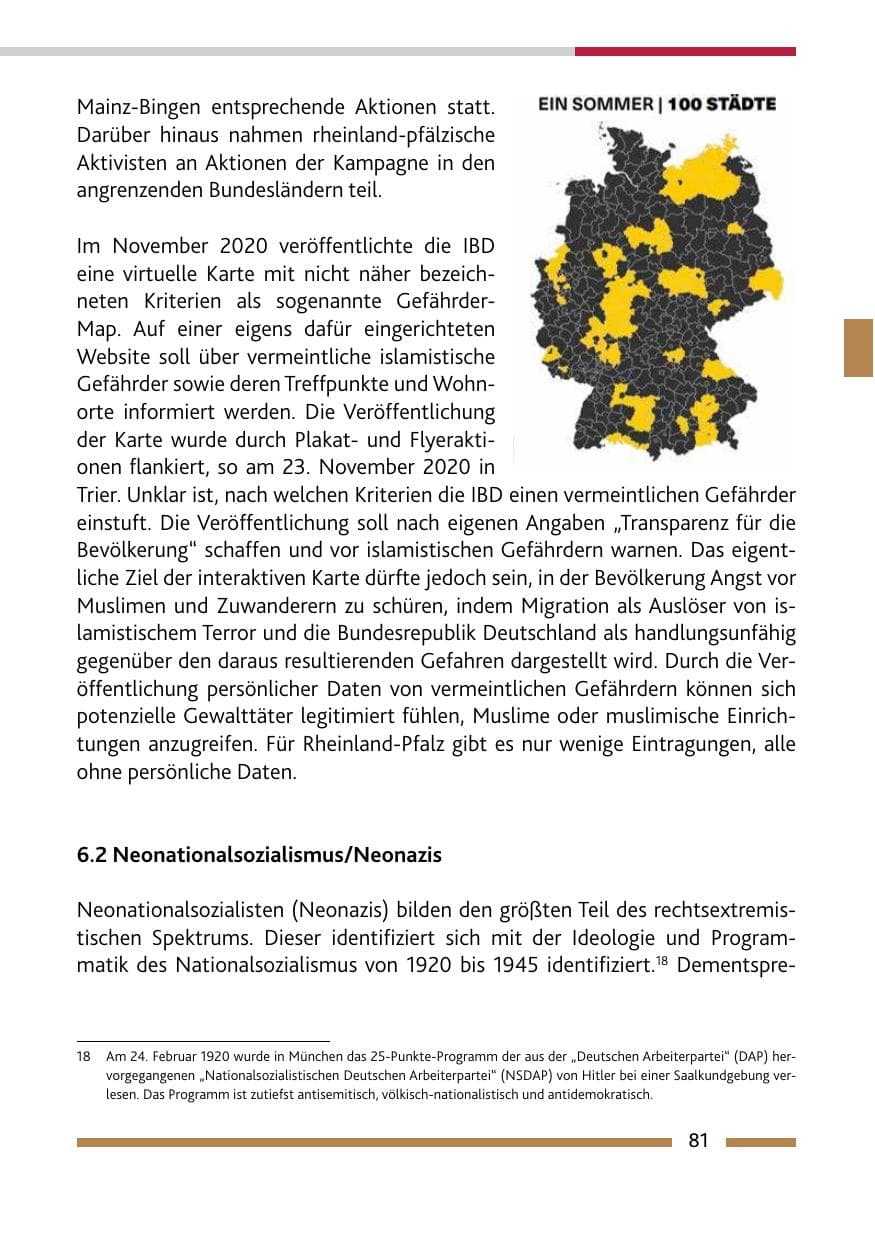 Seite 83 des Verfassungsschutzbericht 2020 Rheinland-Pfalz