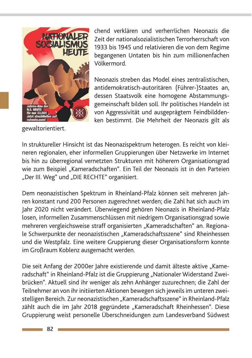 Seite 84 des Verfassungsschutzbericht 2020 Rheinland-Pfalz