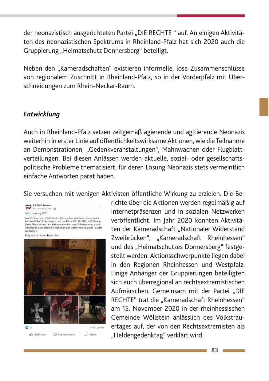 Seite 85 des Verfassungsschutzbericht 2020 Rheinland-Pfalz