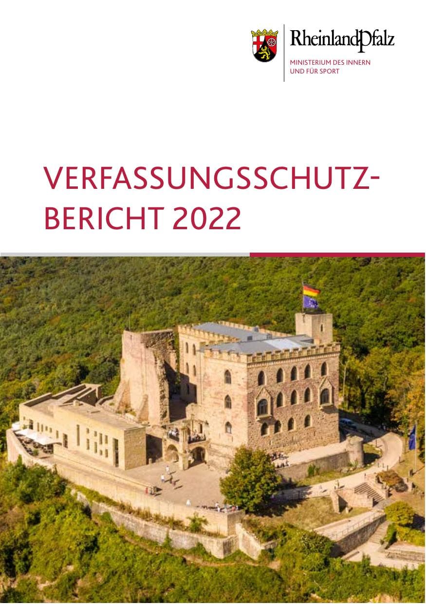 Seite 1 des Verfassungsschutzbericht 2022 Rheinland-Pfalz